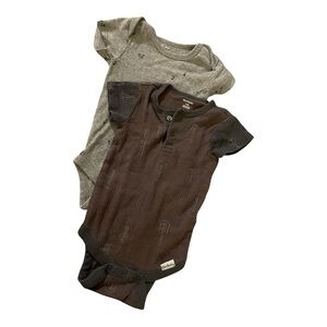 Gerber 3-6m Guitar Music Gray and Brown Baby Bodysuit Duo